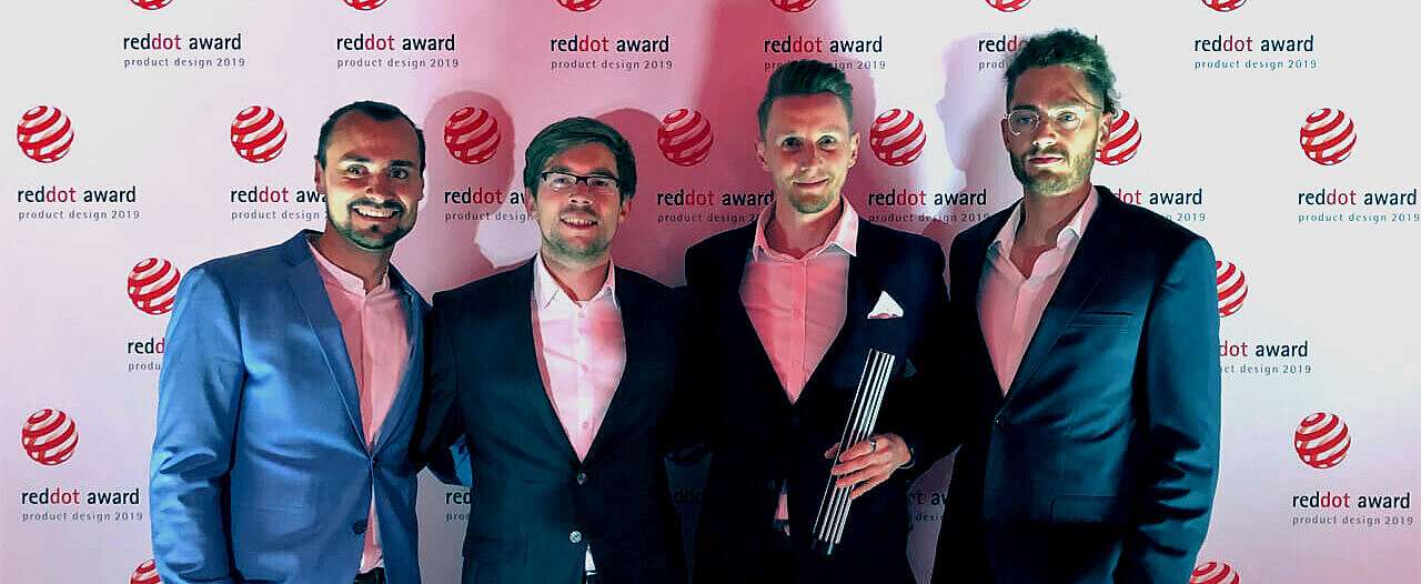 A part of the Urwahn team during the Red Dot Gala