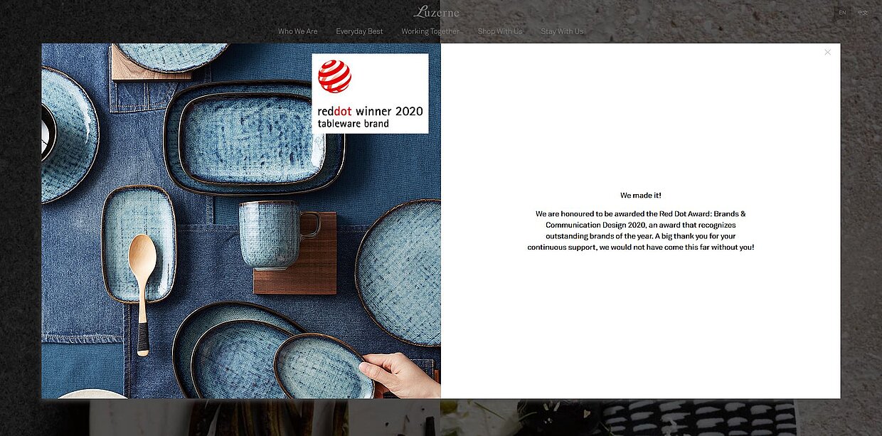 Luzerne nutzt das Red Dot-Siegerlabel auf seiner Website