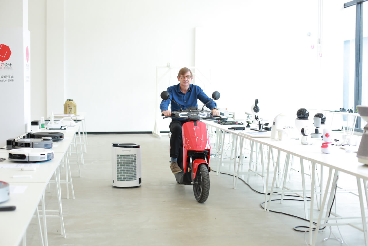 Martin Darbyshire testing a scooter
